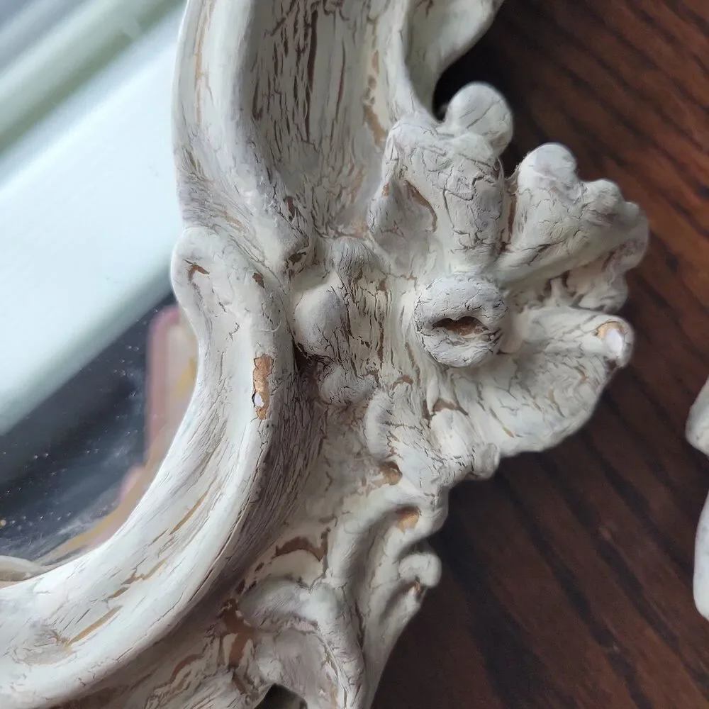Vtg Set of 3 Italian Country Accent Wall Mirrors Whitewash Wood Scrolls READ - Picture 7 of 8